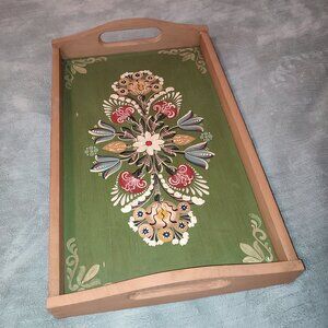 Large Transylvanian Hand Painted Tray Artist Signed Saxon German Heritage